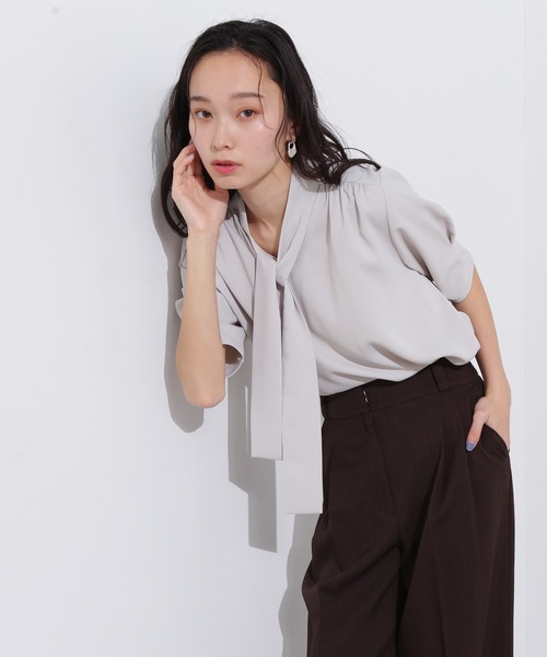「N.（N. Natural Beauty Basic）」 半袖ブラウス MEDIUM グレー レディース
