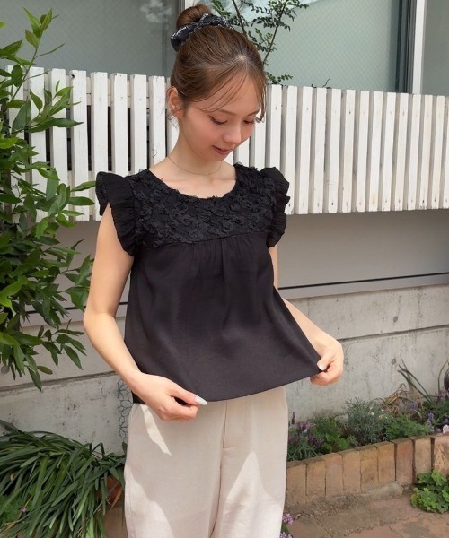 flower ブラウス シャツ レーシーブロッサムトップ レディース