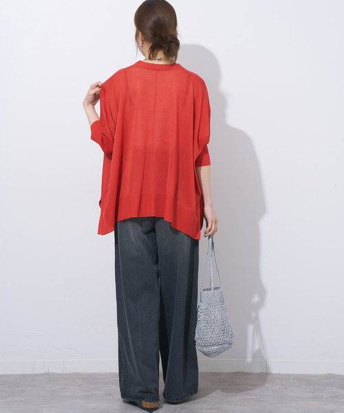 JOURNAL STANDARD relume◆カーディガン(厚手)/L/コットン/RED/クロシェアミニットカーディガン CALIFORNIA クロシェアミ ニットカーディガン 