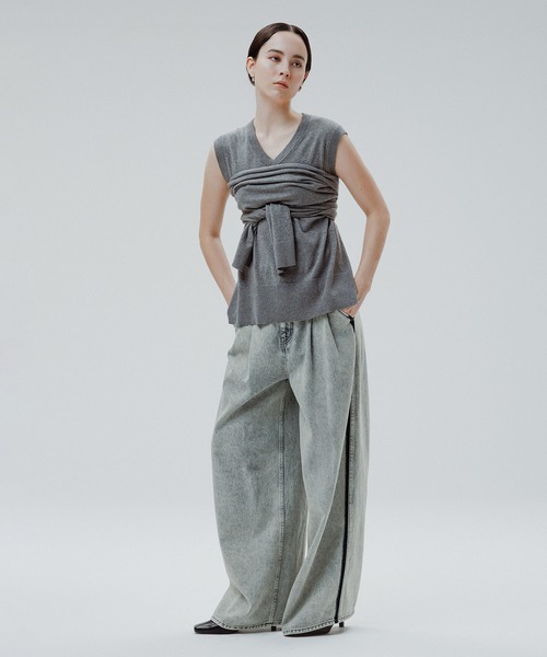 ADAM ET ROPE'（アダムエロペ） ニット セーター ラップストールコンビ