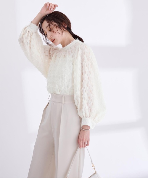 「ur's」 長袖ブラウス M オフホワイト レディース