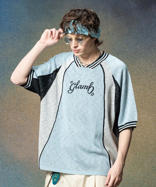 glamb　半袖ニット glamb 「glamb」 半袖ニット L ブルー メンズ : ZOZOTOWN Yahoo
