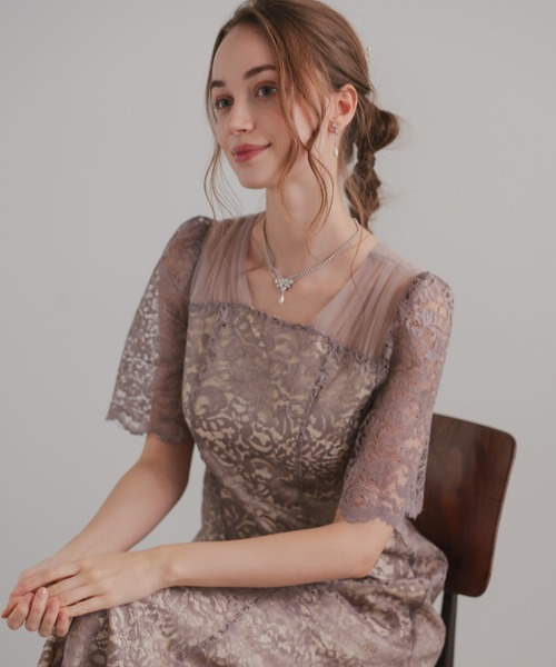 Dorry Doll ドレス スクエアネックレースフレアドレス : ZOZOTOWN