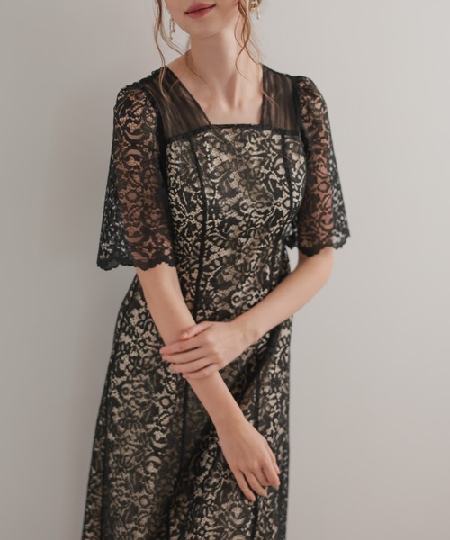 Dorry Doll（ドリードール） ドレス スクエアネックレースフレアドレス