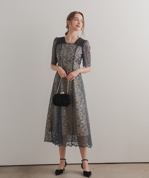 Dorry Doll（ドリードール） ドレス スクエアネックレースフレアドレス