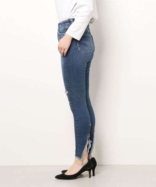 「GYDA」 ダメージ加工デニムパンツ MEDIUM ライトブルー レディース_画像2
