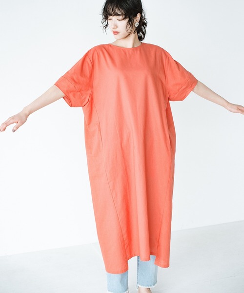 「haco!」 半袖ワンピース 2 オレンジ レディース_画像4