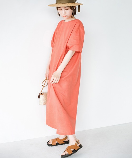 「haco!」 半袖ワンピース 2 オレンジ レディース_画像5