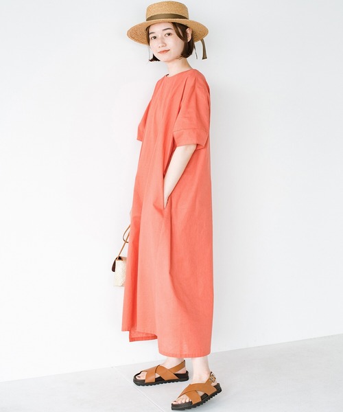 「haco!」 半袖ワンピース 2 オレンジ レディース_画像9