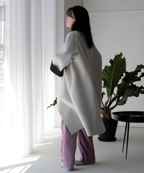 「DOUX ARCHIVES」 ノーカラーコート FREE ブラック レディース_画像5