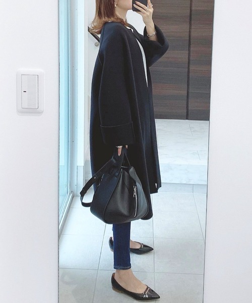 「DOUX ARCHIVES」 ノーカラーコート FREE ブラック レディース_画像9