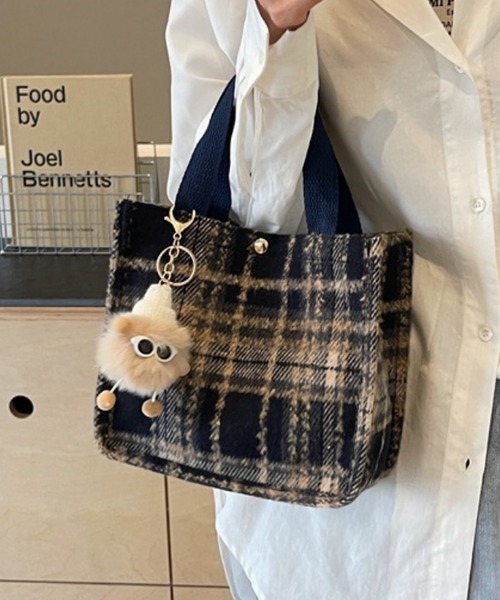 Mignonjour トートバッグ FReePLACe/マチあり チェック柄ミニトート