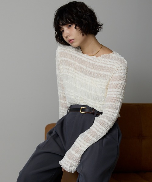 SOTT ブラウス シャツ Lace Sheer Frill Top / レースシアーフリル