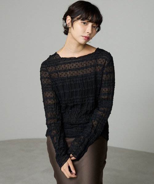 FRILL SLEEVE SHEER SHIRT シルバー　Sサイズ SOTT ブラウス シャツ Lace Sheer Frill Top / レースシアーフリル