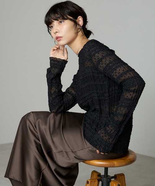 SOTT ブラウス シャツ Lace Sheer Frill Top / レースシアーフリル