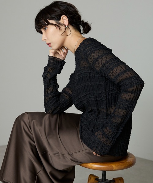 SOTT ブラウス シャツ Lace Sheer Frill Top / レースシアーフリル