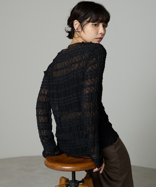 SOTT ブラウス シャツ Lace Sheer Frill Top / レースシアーフリル