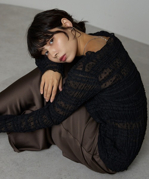 SOTT ブラウス シャツ Lace Sheer Frill Top / レースシアーフリル