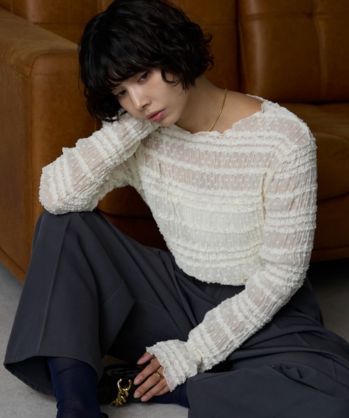 SOTT ブラウス シャツ Lace Sheer Frill Top / レースシアーフリル