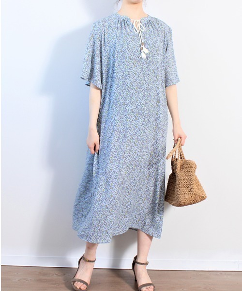 「MB mint breeze」 半袖ワンピース LL ネイビー レディース_画像4