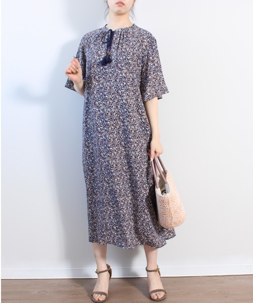 「MB mint breeze」 半袖ワンピース LL ネイビー レディース_画像9