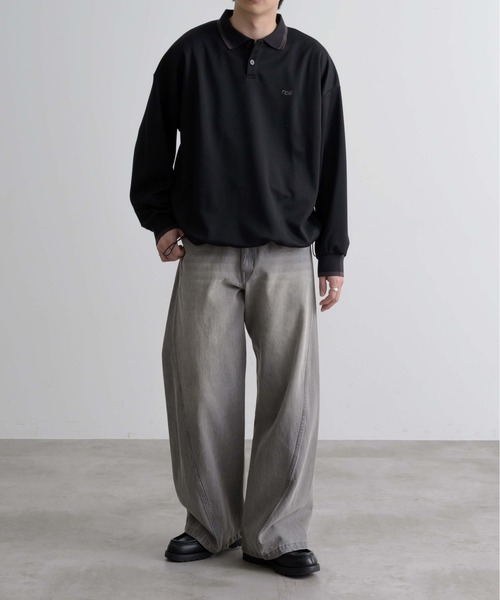 epnok 長袖ポロシャツ LARGE ブラック メンズ : ZOZOTOWN Yahoo!店