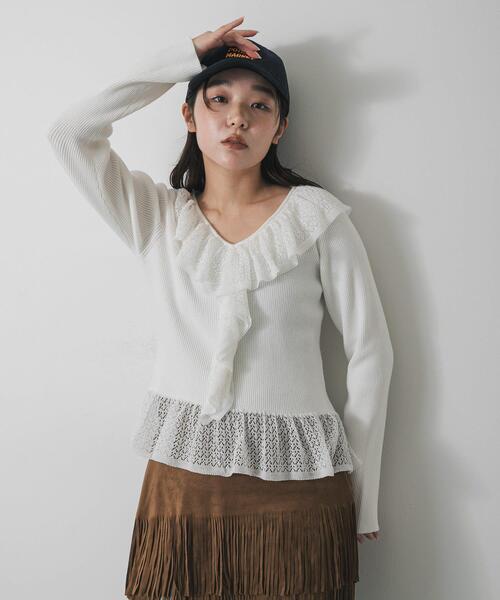 SENSE OF PLACE by URBAN RESEARCH ニット セーター 「洗濯可」フリル