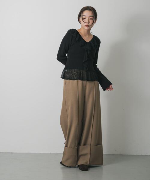SENSE OF PLACE by URBAN RESEARCH - ＊カトレア＊　4点おまとめ割(Oトップス／Sトップス／Aニット／Aパンツ) SENSE OF PLACE by URBAN RESEARCH ニット セーター 「洗濯可」フリル