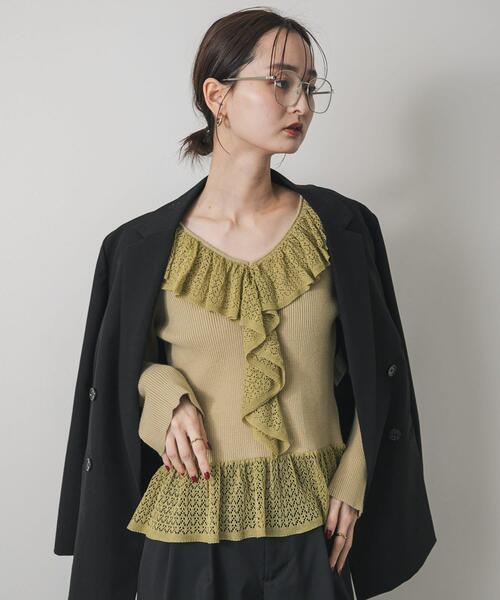 SENSE OF PLACE by URBAN RESEARCH ニット セーター 「洗濯可」フリル
