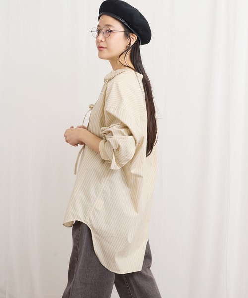 fig London（フィグロンドン） ブラウス シャツ ribbon long shirt