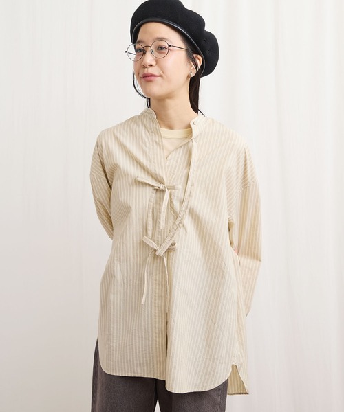 fig London（フィグロンドン） ブラウス シャツ ribbon long shirt