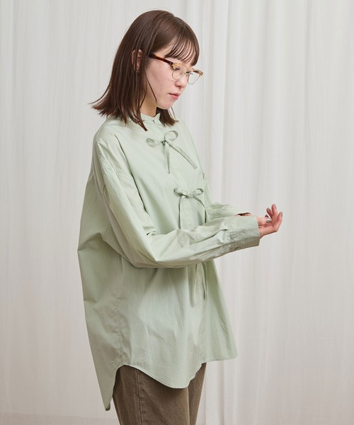 fig London（フィグロンドン） ブラウス シャツ ribbon long shirt