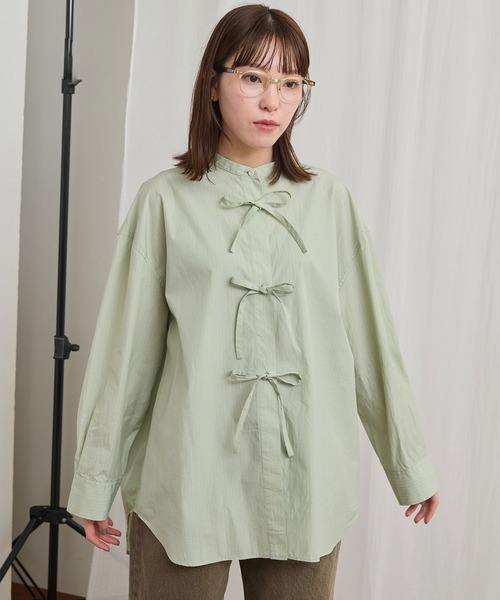 fig London（フィグロンドン） ブラウス シャツ ribbon long shirt