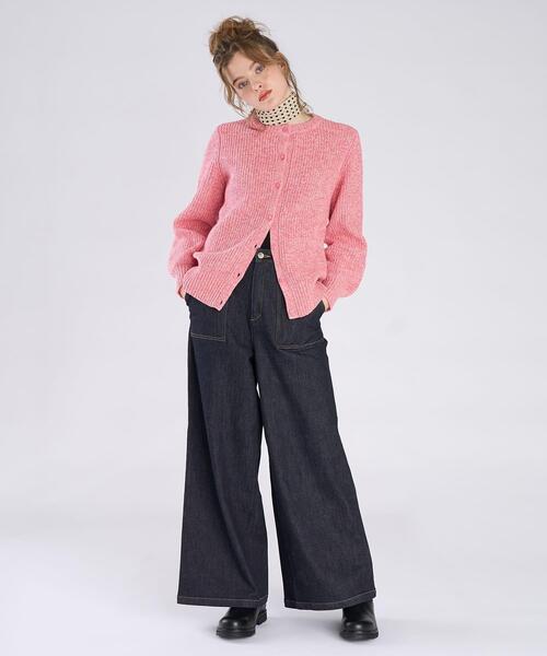 【made in france】agnes.b ニットカーディガン カシミヤ 長袖 カーディガンプレッション 