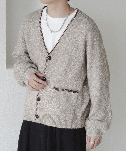 「epnok」 ニットカーディガン SMALL ネイビー メンズ_画像2