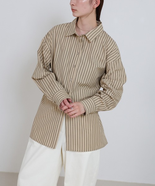 ジャックムス　ストライプ　シャツ　ブラウス select MOCA（セレクトモカ） ブラウス シャツ バックレースアップ