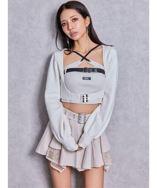 GYDA（ジェイダ） カップ付き キャミソール GYDAフロントクロスラメ