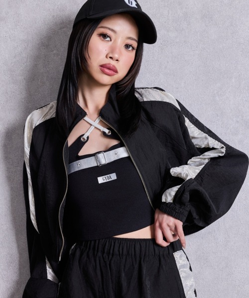 GYDA（ジェイダ） キャミソール GYDAフロントクロスラメテレコビスチェ