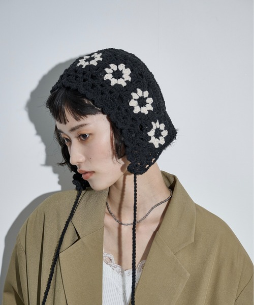 THE Yon ニット帽 ニットキャップ クロシェニットビーニー レディース