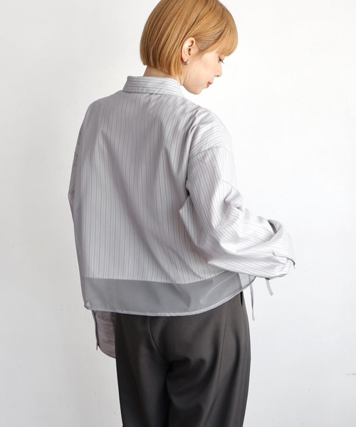 tiptop（ティップトップ） ブラウス シャツ チュール重ね長袖シャツ