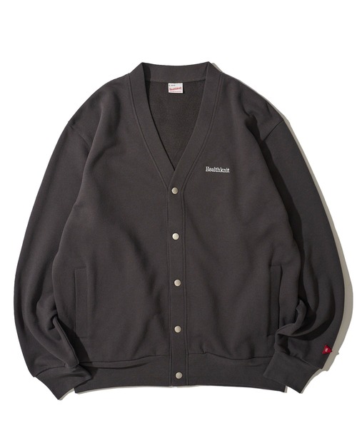 「Healthknit」 カーディガン LARGE チャコールグレー メンズ_画像2