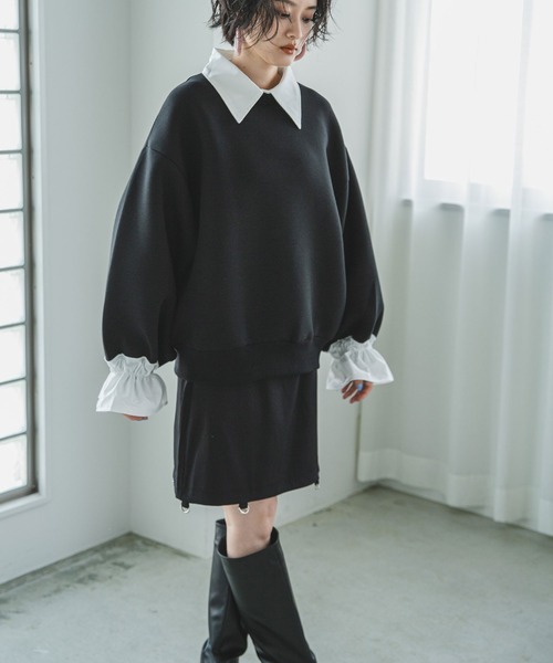 「bohmal」 スウェットカットソー FREE ブラック レディース_画像5