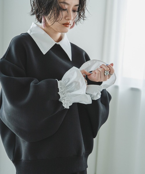 「bohmal」 スウェットカットソー FREE ブラック レディース_画像6