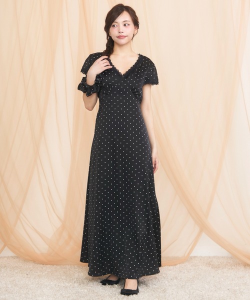 krahe(クレーエ) ワンピース 半袖 ドット柄Vネックレースワンピース krahe(クレーエ) ワンピース 半袖 ドット柄Vネックレースワンピース