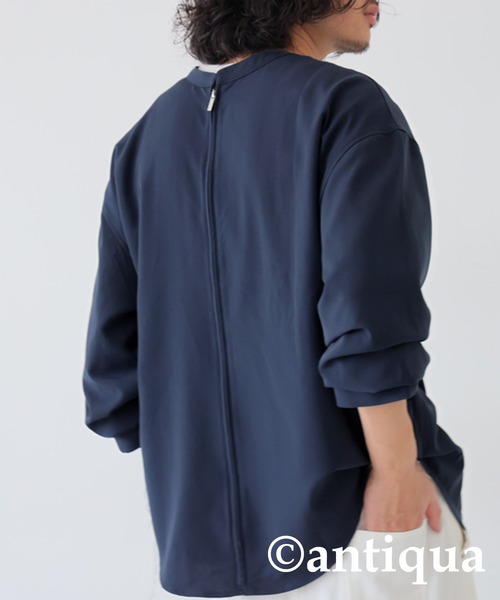 「antiqua」 長袖シャツ P ネイビー レディース_画像3