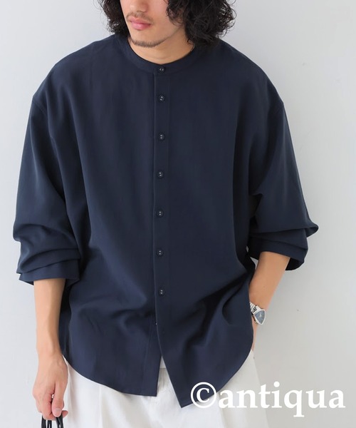 「antiqua」 長袖シャツ P ネイビー レディース_画像9