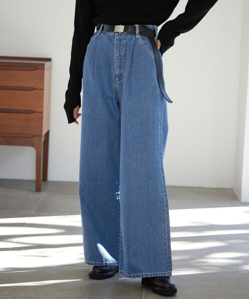 「SLOBE IENA」 デニムパンツ 36 ブルー レディース_画像3