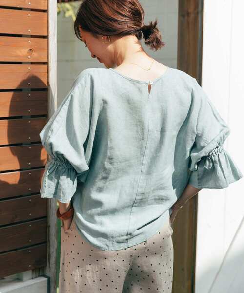 「URBAN RESEARCH DOORS」 半袖ブラウス MEDIUM ブラック レディース_画像4