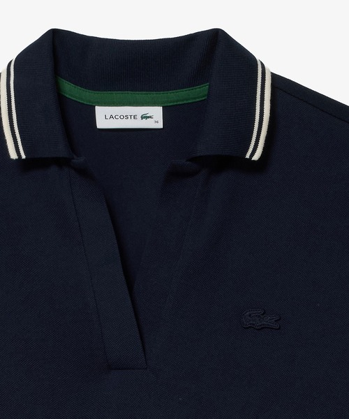 LACOSTE（ラコステ） ワンピース 夏 半袖 ラインリブスキッパーネック