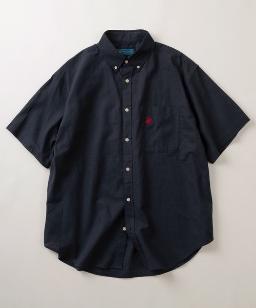 「BEVERLY HILLS POLO CLUB」 半袖シャツ M ネイビー メンズ_画像5